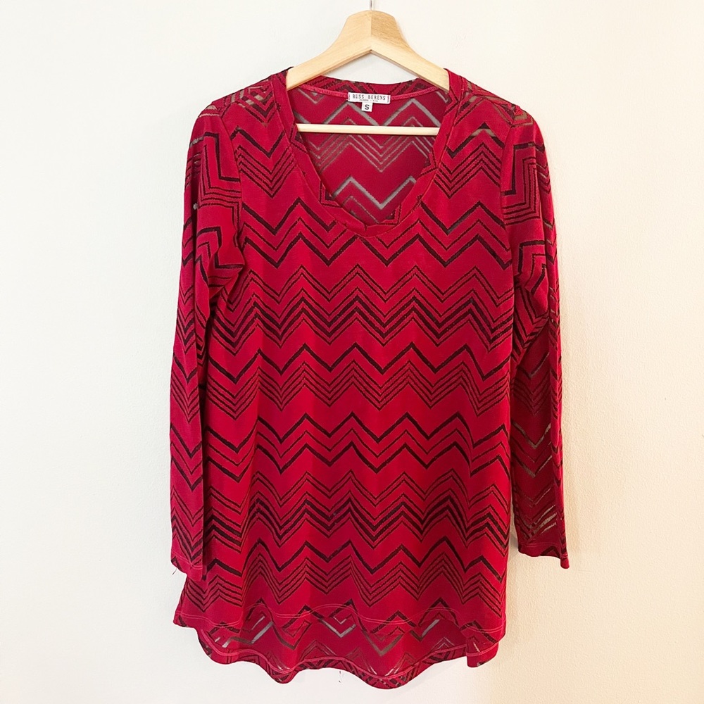 Russ Berens Red and Black Tunic Top